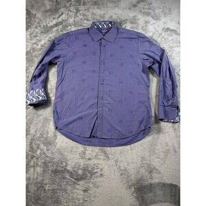 Marco Brunelli Shirt Mens XL Purple Check Long Sleeve Button Up Flip Cuff